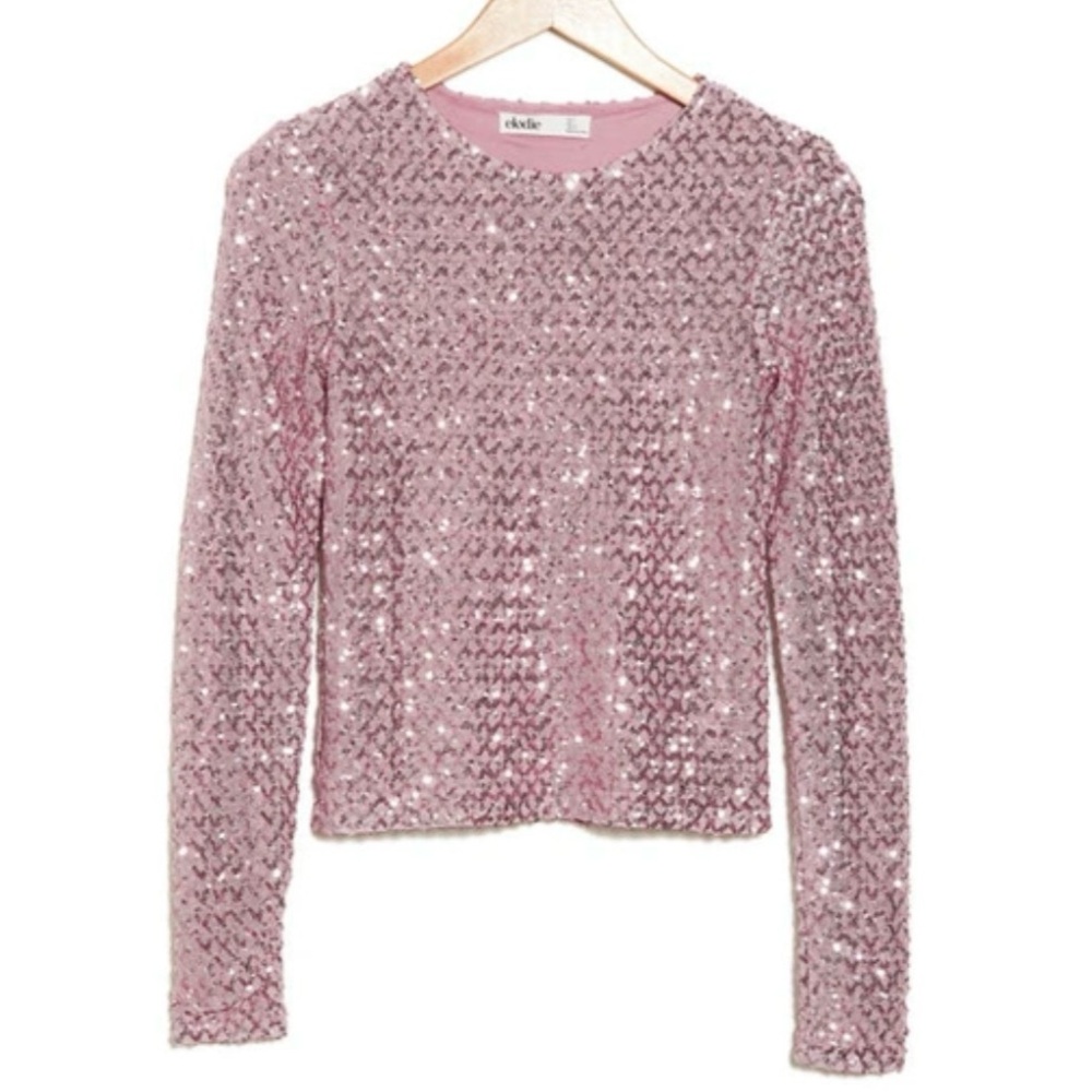 Elodie Pink Sequin Longsleeve Top